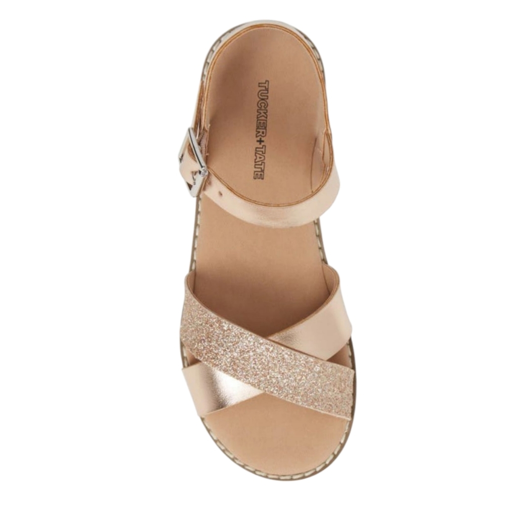 Tucker + Tate Arya Cross Strap Rose Gold Sandals NWT